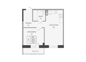 Продаю 1-комнатную квартиру, 37 м2, Краснодар