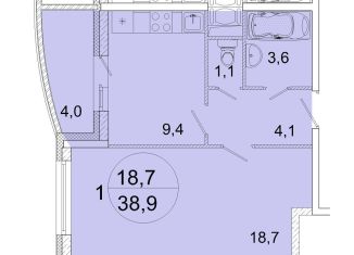 Продажа 1-комнатной квартиры, 38.9 м2, Ивантеевка, улица Прокудина, 2