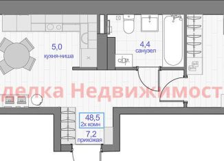 Двухкомнатная квартира на продажу, 48.5 м2, Красноярск, Апрельская улица, 9