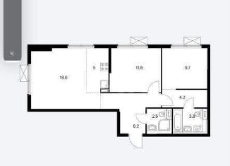 Продается двухкомнатная квартира, 64 м2, Москва, жилой комплекс Бунинские Луга, 3.8.1