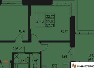 Продам 2-комнатную квартиру, 57.7 м2, Казань