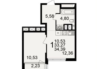 1-комнатная квартира на продажу, 34.4 м2, Рязань, Железнодорожный район, улица 6-я Линия, 27