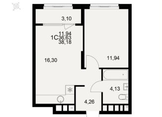 Продам 1-ком. квартиру, 38.2 м2, Рязань, Московский район