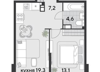 Продам 1-комнатную квартиру, 44.2 м2, Краснодар
