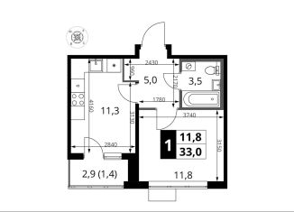 Продажа 1-комнатной квартиры, 33 м2, Химки
