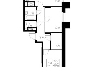 Продажа двухкомнатной квартиры, 60.3 м2, Казань