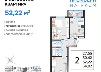 Продам 2-ком. квартиру, 52.2 м2, Ульяновск, Засвияжский район