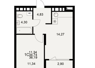 Продаю 1-ком. квартиру, 36.2 м2, Рязань, Московский район