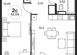 Продается 2-комнатная квартира, 42 м2, Ростов-на-Дону, ЖК Гринсайд
