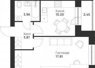 Однокомнатная квартира на продажу, 38.3 м2, Тула, Привокзальный территориальный округ