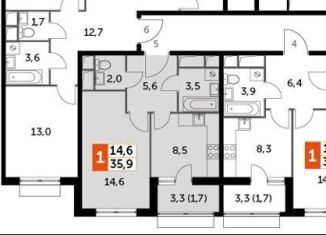 Продаю 1-комнатную квартиру, 35.9 м2, посёлок Развилка, Римский проезд, 15