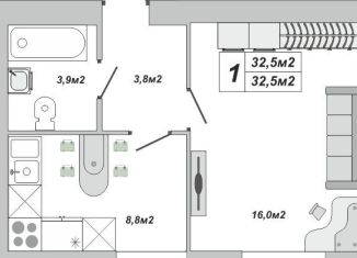 1-ком. квартира на продажу, 32.5 м2, Тамбов, улица Чичерина, 7/3
