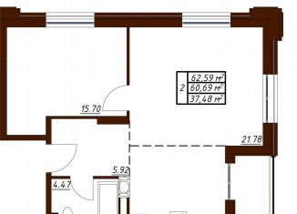 Продается 2-комнатная квартира, 62.6 м2, Обнинск, Белкинская улица, 36