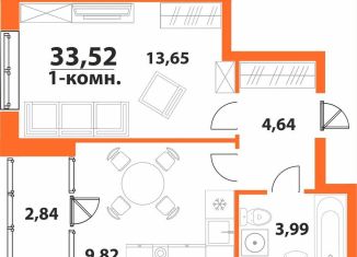 Продажа 1-комнатной квартиры, 33.5 м2, Ульяновск, ЖК Аквамарин-2, 1