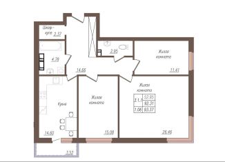 Продается 3-ком. квартира, 93.7 м2, Орёл, улица Генерала Родина, 66Ак1, микрорайон Весёлая Слобода