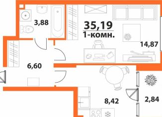 1-ком. квартира на продажу, 35.2 м2, Ульяновск, ЖК Аквамарин-2, 1