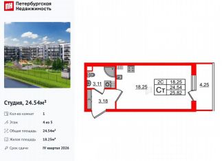 Продажа квартиры студии, 24.5 м2, Санкт-Петербург, Пулковское шоссе, 7к2, Пулковское шоссе