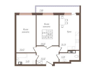 Продаю 2-ком. квартиру, 79.3 м2, Орёл, улица Генерала Родина, 66Ак1, микрорайон Весёлая Слобода