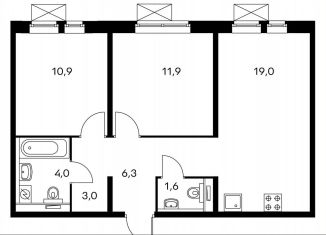 Продам 2-ком. квартиру, 56.6 м2, Котельники, микрорайон Парковый, 2, ЖК Белая Дача Парк