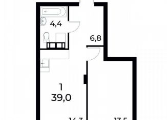 1-комнатная квартира на продажу, 38.9 м2, Нижегородская область, улица Коперника