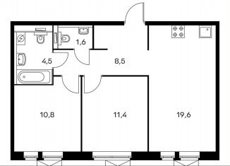 Продам 2-комнатную квартиру, 56.2 м2, Котельники, микрорайон Парковый, 2, ЖК Белая Дача Парк