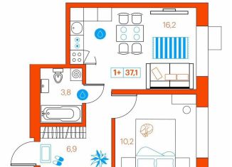 Продажа 1-ком. квартиры, 37.4 м2, Тюмень, улица Ветеранов Труда, 36к1