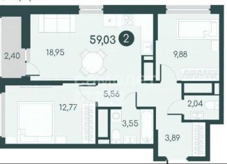 Продам двухкомнатную квартиру, 59 м2, Курган