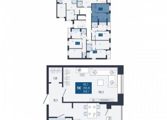 Однокомнатная квартира на продажу, 38.1 м2, Кингисепп, переулок Юности, 4