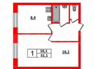 1-ком. квартира на продажу, 31.1 м2, Санкт-Петербург, Кондратьевский проспект, 89, метро Академическая