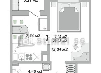 Продам 1-ком. квартиру, 29 м2, Оренбург, улица Гаранькина, 25/1, ЖК Звёздный Город