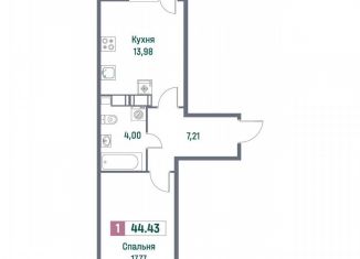 Продается 1-комнатная квартира, 44.4 м2, Мурино, Ручьёвский проспект, 1/24