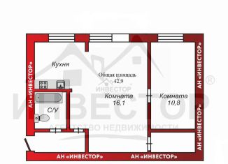 Продам 2-комнатную квартиру, 42.9 м2, Челябинск, Центральный район, улица Энгельса, 32