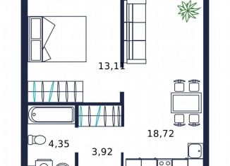 Продам 1-комнатную квартиру, 39.3 м2, Тюмень, улица Мелиораторов, 6А