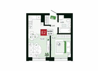 Продается 1-комнатная квартира, 33.4 м2, Тула