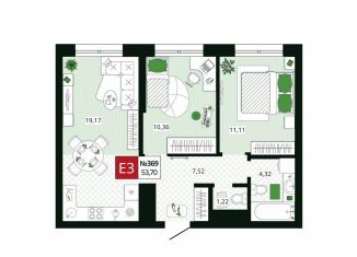 Продам 2-комнатную квартиру, 53.7 м2, Тула