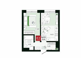 Продаю 1-ком. квартиру, 35.7 м2, Тула