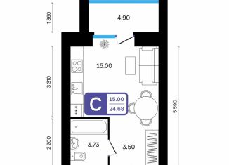 Продаю квартиру студию, 24.7 м2, Белебей