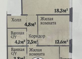 Продается трехкомнатная квартира, 62.3 м2, Челябинск, Комсомольский проспект, 143
