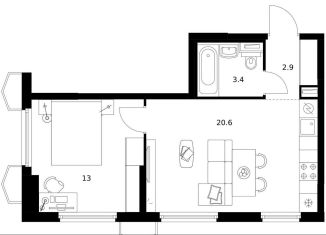 Продажа 1-комнатной квартиры, 39.9 м2, Москва, ЖК Бусиновский Парк, к22.2, район Западное Дегунино