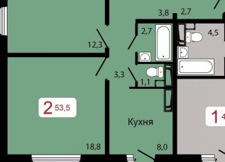 Продажа двухкомнатной квартиры, 53.5 м2, Красноярский край