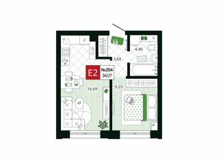 Продается однокомнатная квартира, 34.1 м2, Тула, Привокзальный территориальный округ