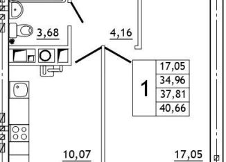 Продам 1-ком. квартиру, 41 м2, деревня Алтуховка, Олимпийская улица, 2