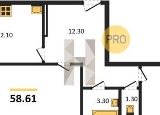Продаю двухкомнатную квартиру, 62.4 м2, Новосибирск, Междуреченская улица, 7/1