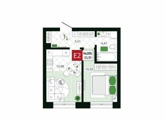 Однокомнатная квартира на продажу, 33.4 м2, Тула, Привокзальный территориальный округ