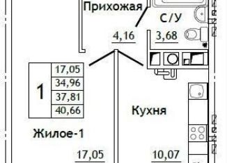 Продажа 1-ком. квартиры, 40.7 м2, деревня Алтуховка