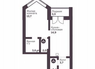 Продам 1-комнатную квартиру, 40.3 м2, Екатеринбург, Орджоникидзевский район