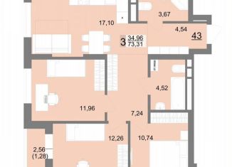 Продажа 3-ком. квартиры, 73.3 м2, Екатеринбург, Тенистая улица, 8с5, ЖК На Тенистой