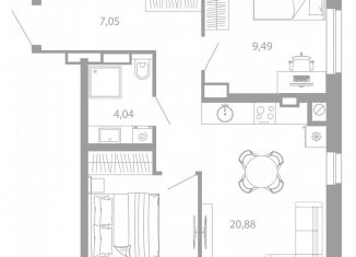 Продажа 2-комнатной квартиры, 51.8 м2, Астрахань, улица Николая Островского, 148/1