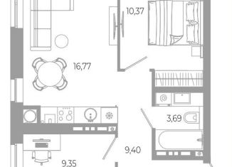 Продажа двухкомнатной квартиры, 49.6 м2, Астрахань, Боевая улица, 132с2