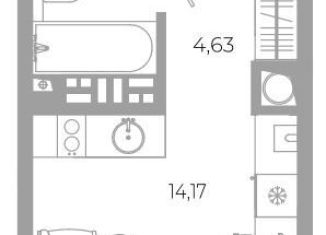 Квартира на продажу студия, 22.6 м2, Астрахань, Боевая улица, 132с3